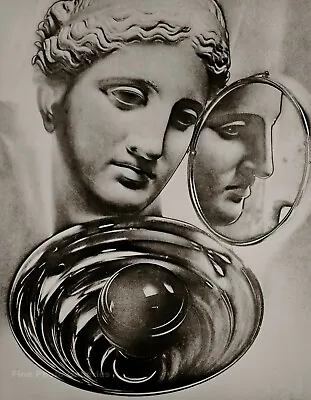 1932/75 Vintage MAN RAY Greek Statue Head Mirror Bowl Photo Engraving Art 12x16 • $157.23