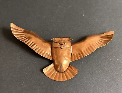 Vintage Copper Owl Sculpture Wall Art Artist Signed Carmel NY Mid Century • $10