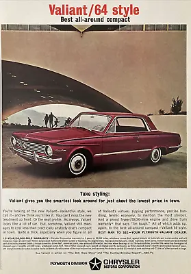 Valiant 64 Style Chrysler Motors 1960s - Vintage 1 Page Print AD • $19