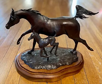 Bronze  Morning Mist  Sculpture Judy Nordquist 1982 Arabian Mare & Foal Casting • $4500