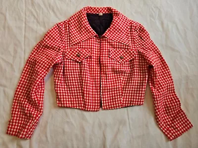 Authentic Vintage Red Checkered Crop Jacket Women's Size Small • $30