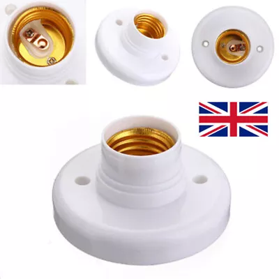 Edison Screw White Batten Ceiling Lamp Holder ES E27 Light Bulb Socket Fixing • £3.23