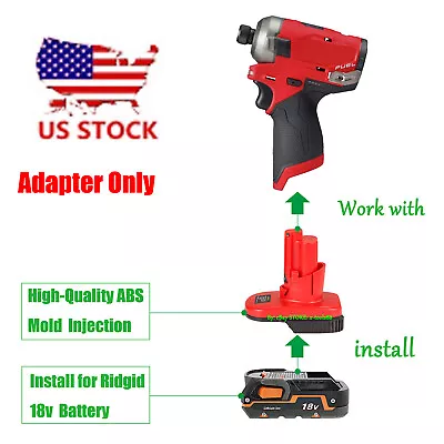 1x Adapter For Milwaukee M12 Tools To Ridgid 18V Slider Batteries - Adapter Only • $19.96