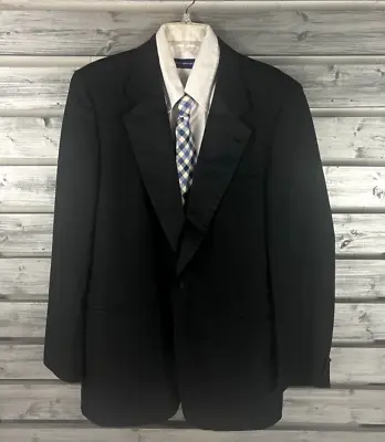 VINTAGE 70s After Six Black Wool One Button Tuxedo Blazer Jacket Mens 41L • $26.79