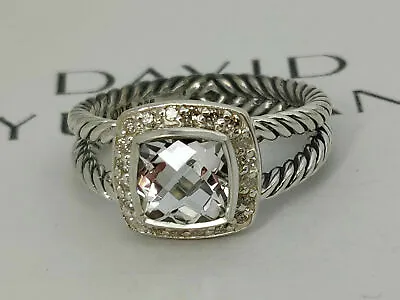 David Yurman Petite Albion Ring With White Topaz And Diamonds Size 9 • $329