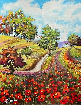 Mark Braver POPPY LANDSCAPE Hand Signed Limited Edition Serigraph Art • $49.99