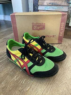 ASICS Onitsuka Tiger Ultimate 81 Mens 11.5 Yellow Red Green RARE Color Way Rasta • $65