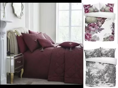 Modern Laurence Llewelyn Bowen Floral Print Jacquard Duvet Cover Pillowcase Set • £38.36