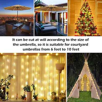 Parasol Swimming Umbrella Light LED Garden Patio Outdoor Lighting String Lamp Bi • $25.37