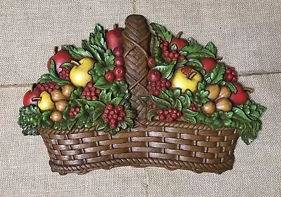 Vintage Homco Plastic Fruit Basket Wall Hanging Mid Century Modern Cottagecore • $15