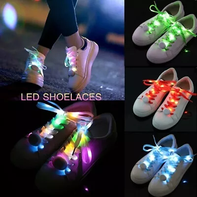 £3.48 • Buy LED Shoe Laces Flash Light Up Colours Glow Flashing Cotton Shoelaces Party C Io