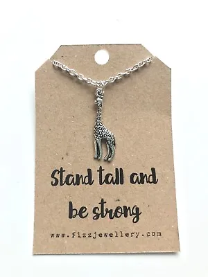 £4.25 • Buy Stand Tall And Be Strong Giraffe Silver Plated Necklace Message Card Gift