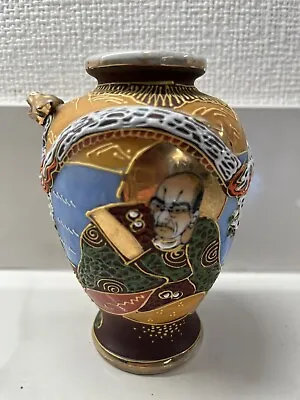 Small 4.75  1920's Moriyama Mori-Machi Hand Painted Japanese Moriage Dragon Vase • $25.95