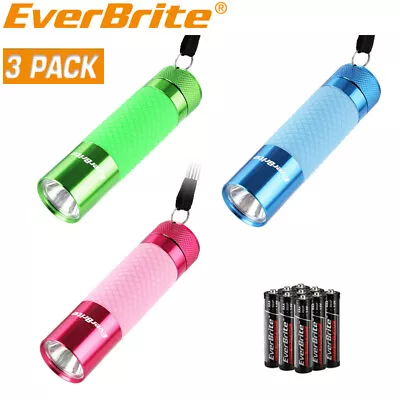 EverBrite 3-Pack Mini LED Flashlights Aluminum Flashlight 18AAA Battery Included • $15.99