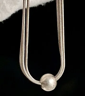 Vintage Sterling Silver Triple Snake Chain Necklace 16” Italy 925 Ladies 11.25g • $45