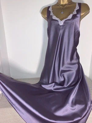 £5 • Buy Vtg St Michael Glossy Satin Ultra Negligee / Chemise Violet Size 16