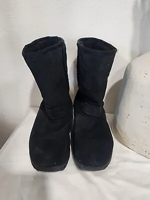 $29.99 • Buy Skechers Shape Ups Black Suede Womens Boots, Size 8, Fuzzy, Mid Calf 