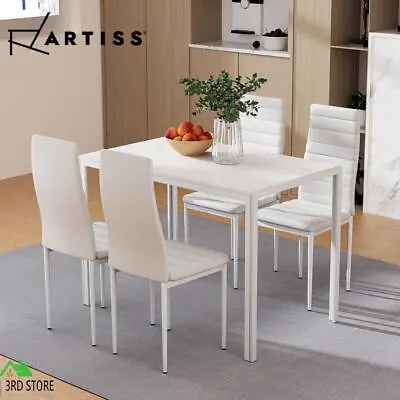 $175.50 • Buy Artiss Dining Chairs And Table Dining Set 4 Chair Set Of 5 Wooden Top White