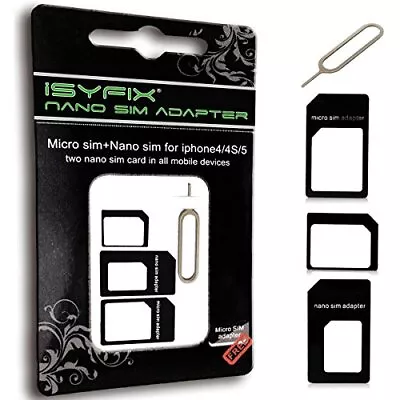 ISYFIX Sim Card Adapter Nano Micro - Standard 4 In 1 Converter Kit With Steel... • $8.72