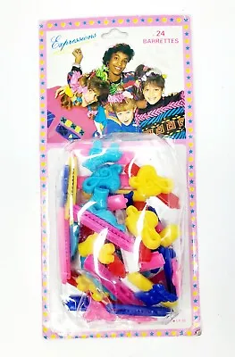 Vintage 1990 Expressions 24 Colorful Plastic Barrettes ~ Harry Ash ~ New In Box! • $9.99