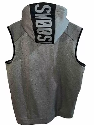 Nike Dri Fit Fleece Full Zip Hoodie Vest Mens XL Swoosh Spell Out Hood Gray • $20