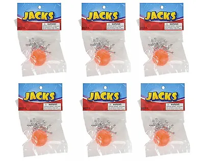 6 Sets Of Steel Metal Jacks With Rubber Super Ball Classic Kids Toy Free Ship • $8.10