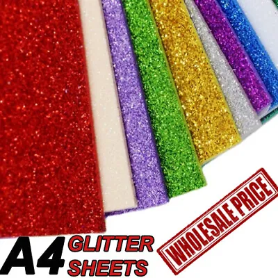 A4 Glitter Card Coloured Premium Quality Low Non Shed 250gsm Crafts Mixe • £2.89