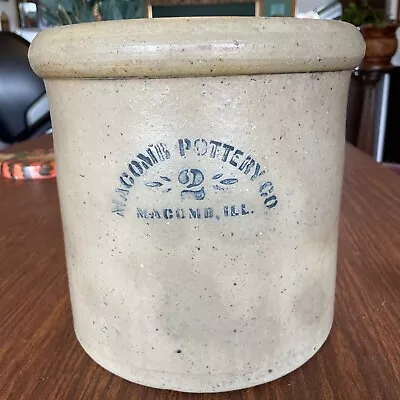 Macomb Pottery Stoneware Crock # 2 Great Condition! ￼ • $110