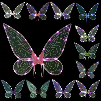 £6.79 • Buy Girls LED Angel Butterfly Wings Dress Up Fairy Sparkle Princess Party Costumes
