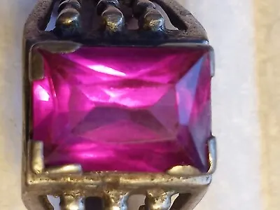 Vivid Antique Middle Eastern Silver Ring #7 Deep Pink Stone Gem • $299