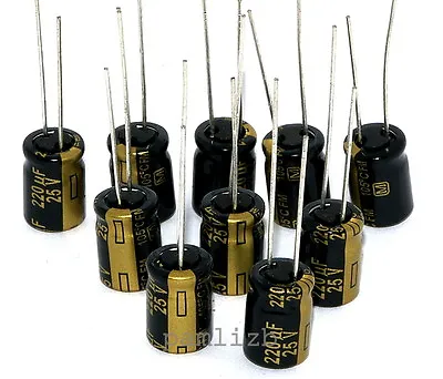 10x 220uF 25v  Panasonic FM  Hi-Fi  Audio Amplifier  DAC   Computer Capacitor • £3.99