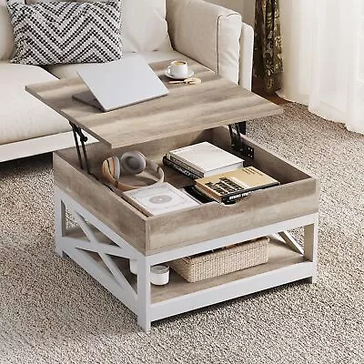 Lift Top Coffee Table W/ Hidden Storage Square Center Cocktail Table Living Room • $108.99