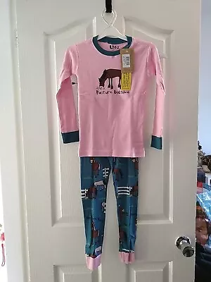 Lazy One Girls Pyjamas Horse PJs Pink  Pasture Bedtime  Size 6 UK 5-6yr • £15