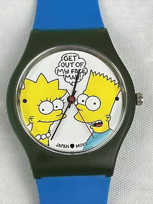 £24.89 • Buy Bart Simpson 1990 TOFFC Steel Back Wrist Watch   Get Out Of My Face Man  Blue
