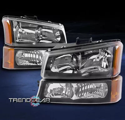 For 03-06 Chevy Silverado/avalanche Black/amber Headlights Lamps W/bumper Signal • $92.95