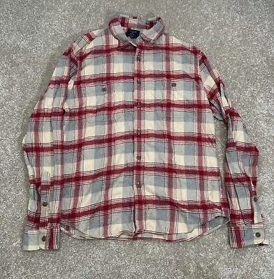 J Crew Shirt Mens Sz L Red Gray Flannel Plaid Sportsmen Pockets Button Up Casual • $12.74