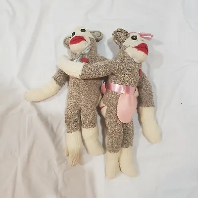 £22.49 • Buy Lot Of 2 Vintage Old Sock Monkey Early Stuffed Animal Handmade Sewn Together