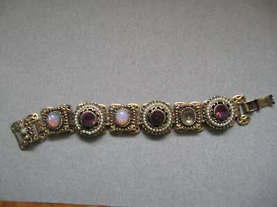Vintage Bracelet With Fire Opal/amethyst/pearls • $35