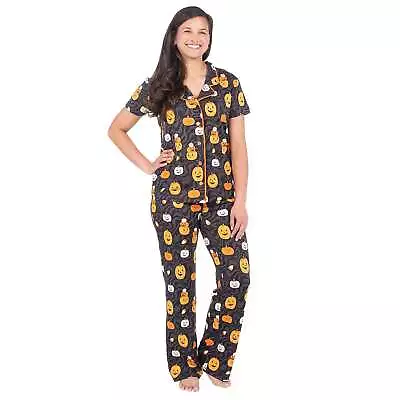 Munki Munki Womens Halloween Pajamas Pants Shirt Set Pumpkins S M L XL Fall NWT • $36.90