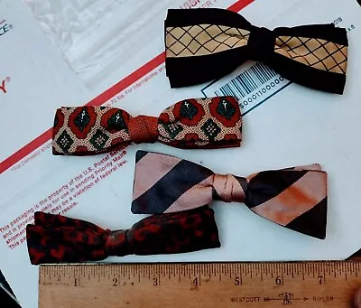 Ormond NYC Bow Tie Brown  Pink Rayon Clip Vintage 1940-60s Rockabilly Gift Lot-4 • $26.99