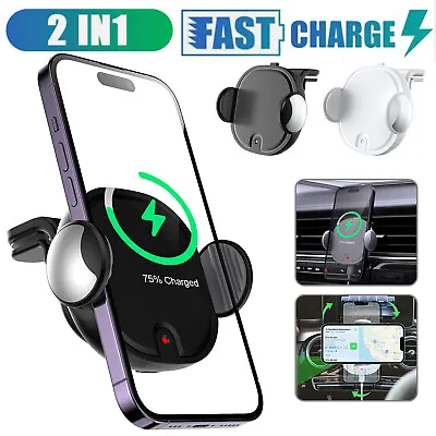 15W Car Wireless Charger Fast Charging Air Vent Clamping Cell Phone Mount Holder • $7.95