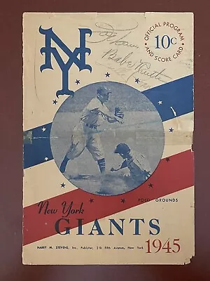 Babe Ruth Autograph On 1945 New York Giants Program Page- Psa/dna Authenticated • $28999.99