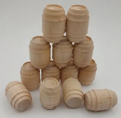 Dollhouse Miniature 7/8  Barrel Keg Unfinished Wooden 12pc Pack Lot #M015 • $16.29
