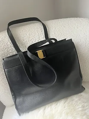 Salvatore Ferragamo Tote  Genuine Vintage Black Leather Shoulder Bag • $400