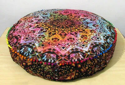 Indian Cotton 35  Large Round Floor Cushion Pillow Cover Pouf Meditation Cover • $24.91