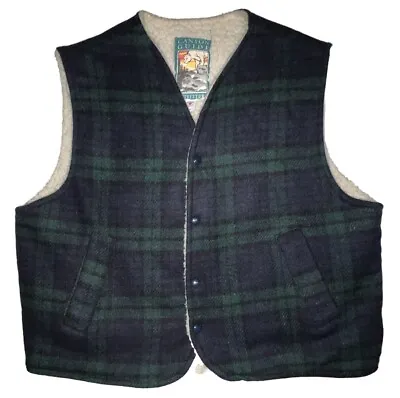 CANYON GUIDE OUTFITTERS Vest Men's SIZE Large Green Blue Plaid Fleece Lined • $75