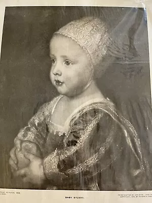 Antique Van Dyck Portrait Print Year 1900 “Baby Stuart” Frameable • $19.95