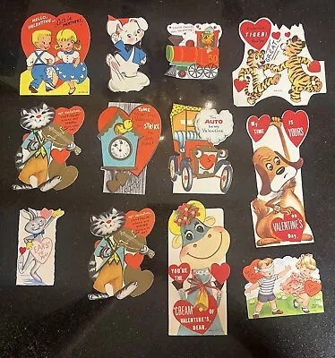 Lot Of 12 Vintage Die Cut Unused Valentine Day Cards 50s 60s • $24.99