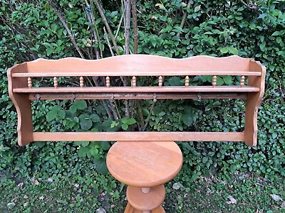 £89.99 • Buy Vintage Wooden Plate Rack French Wall Mounted Cups Large Farmhouse Kitchen Pine