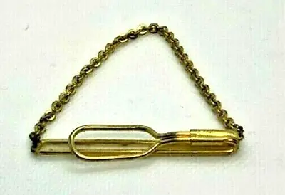 Vintage Gold Tone Swank Tie Clip With Chain (A2) Mid-Century Man Jewelry Dress • $9.95